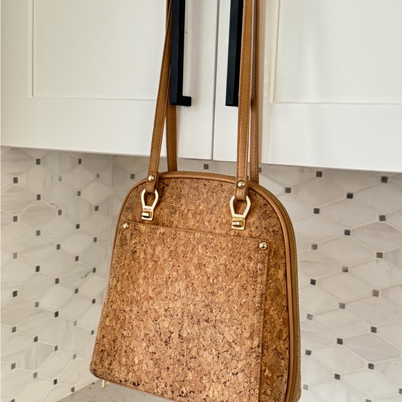 Miztique Daisy Cork Convertible Backpack Purse in a natural tan color - Picture 9 of 16